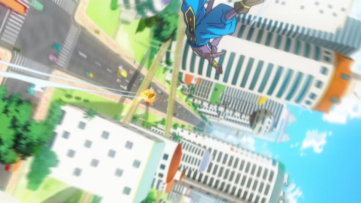 Beerus survole la ville