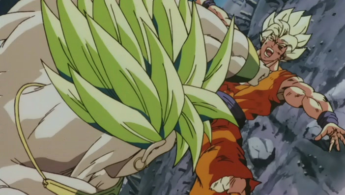 Broly frappe Goku