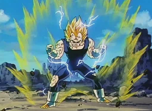 Aura jaune avec éclairs bleus